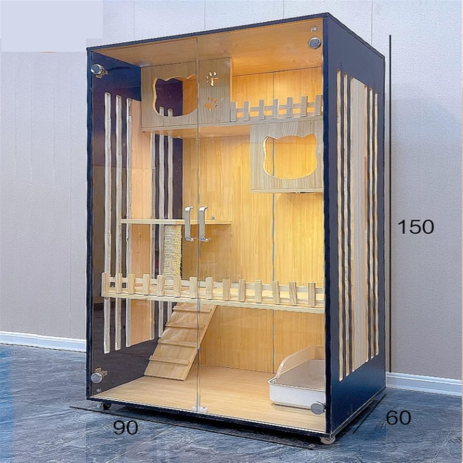 猫 ケージ 2段 木製 おしゃれ 小さめ 3階建て キャットヴィラ